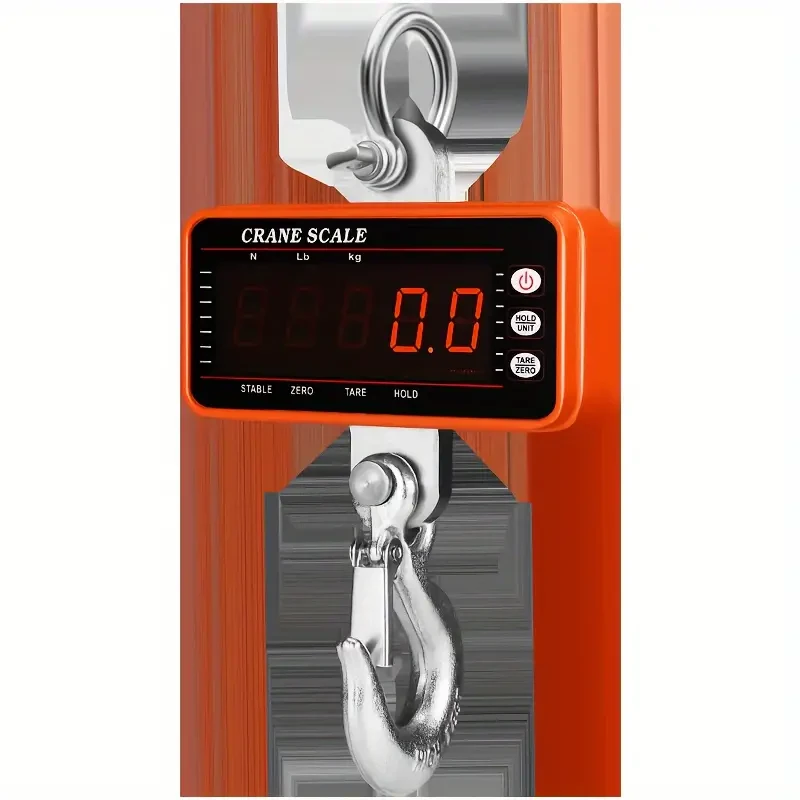 1500kg/3000lb Digital Crane Scale Industrial Heavy Duty Hanging Scale LED Display With Remote Orange