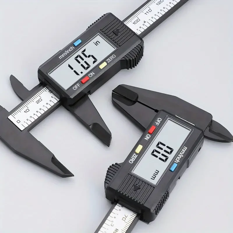 Digital Electronic Caliper with Large LCD Screen - Precision Carbon Fiber Measuring Tool, Micrometer Ruler, 0-150mm Range, Button Battery Included, for Jewelry Sizing & Craft Measurements