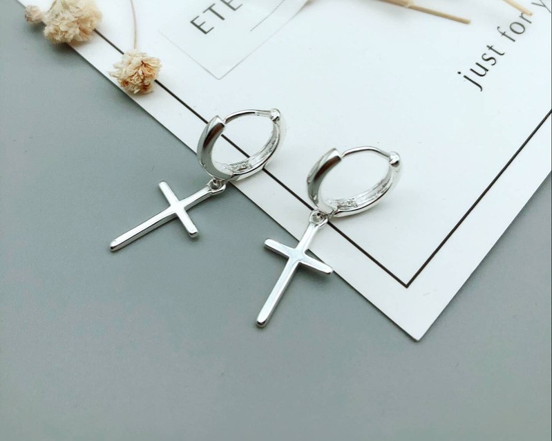 Sterling Silver Stud Earrings Cross Earrings