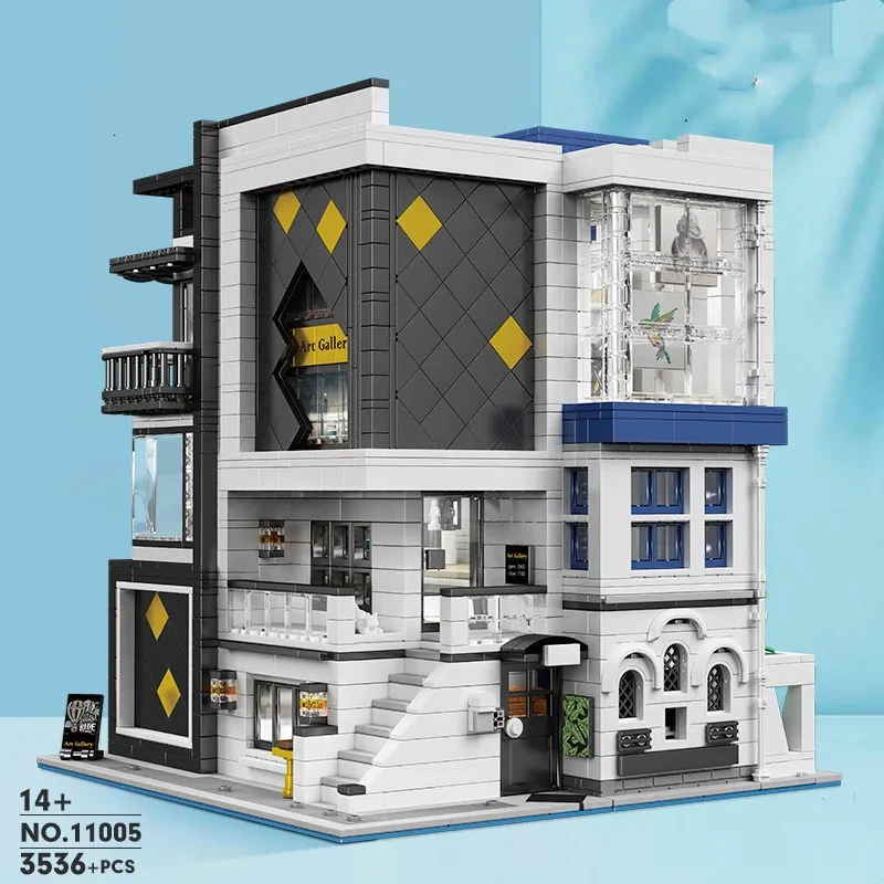 City Street View Building Lights Children Educational Assembly Building Blocks Toys Compatible