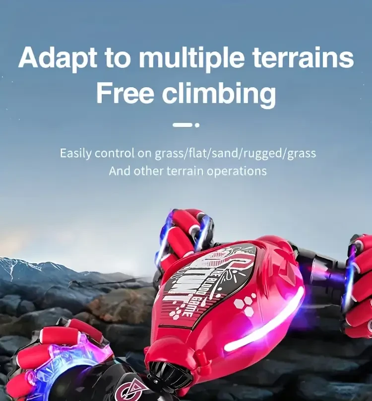 TurboDrift 4WD Gesture Controlled RC Car  Dual-Side Rotating Off-Road Vehicle with LED Lights & Music