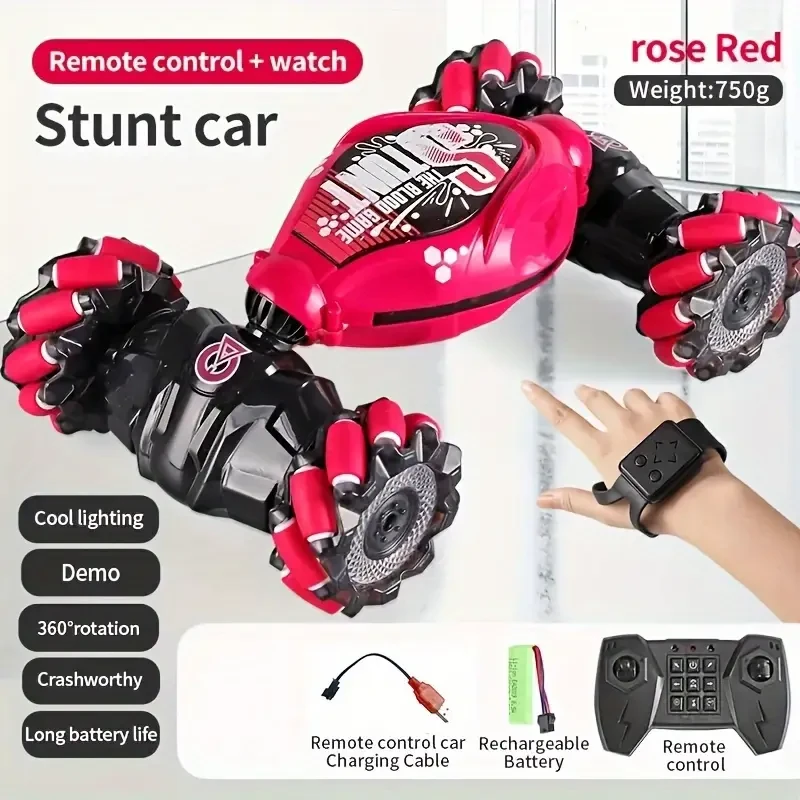 TurboDrift 4WD Gesture Controlled RC Car  Dual-Side Rotating Off-Road Vehicle with LED Lights & Music