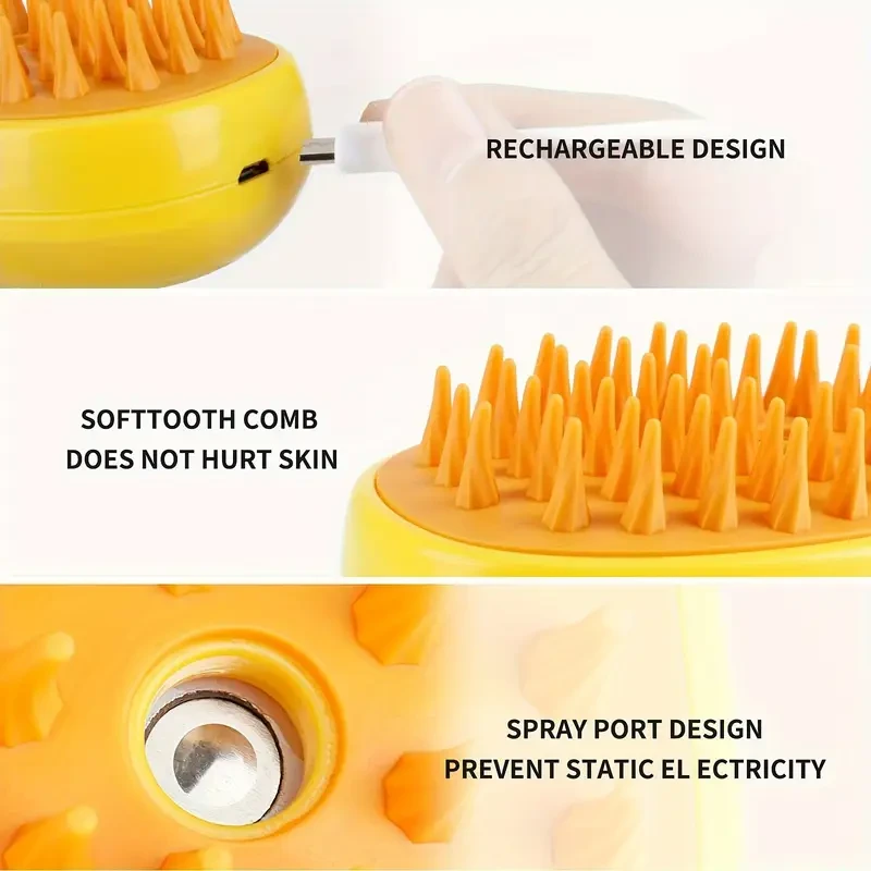 Self-Cleaning Steam Cat Brush Pet Hair Removal Comb for Cats and Dogs