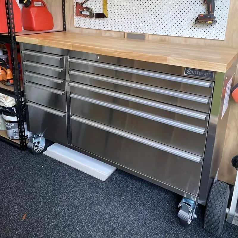 139.7 cm Stainless Steel 10 Drawer Work Bench Tool Chest Tool Box Chest Tool Cabinet