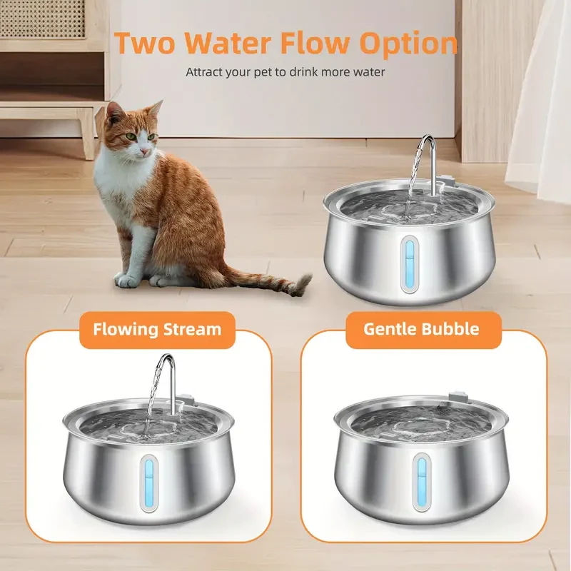 4L Cat Drinking Fountain Automatic Stainless Steel Pet Cats Water Dispenser Ultra-quiet Pump Drink Foutain For Multiple Pets No 5V 1A USB Plug