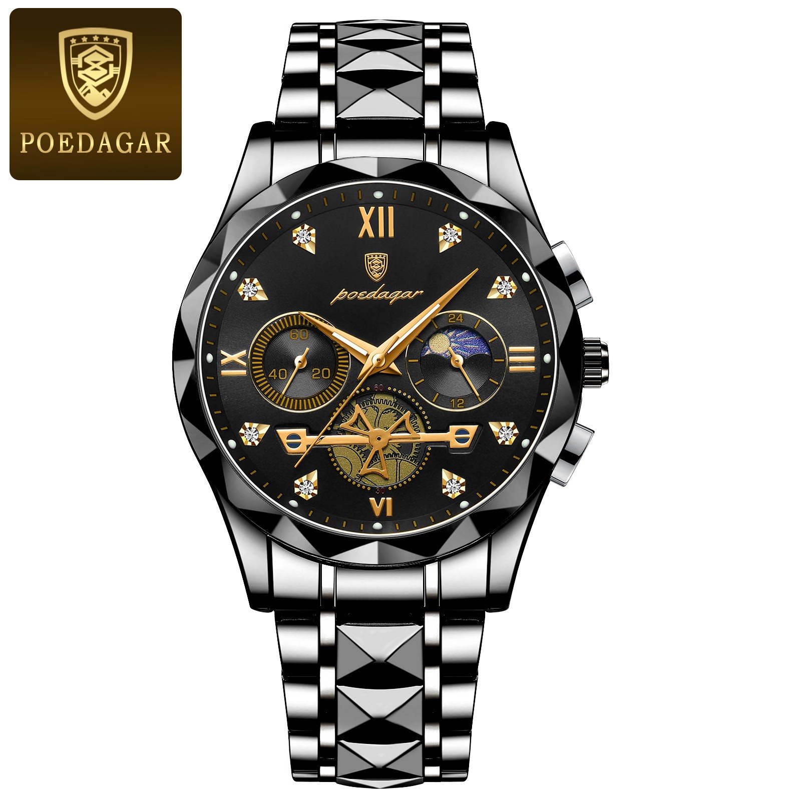 POEDAGAR Luxury Mens Quartz Chronograph Watch