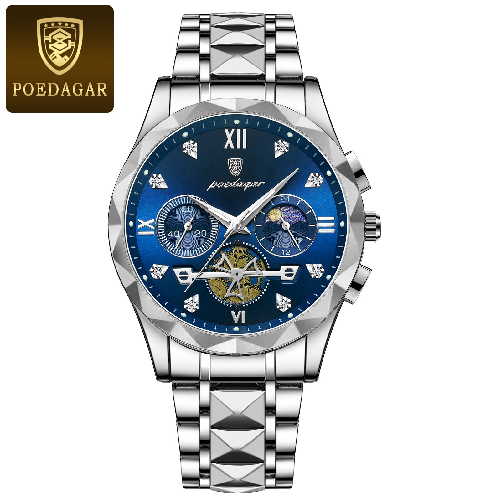 POEDAGAR Luxury Mens Quartz Chronograph Watch