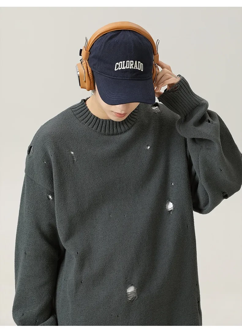 Irregular Hollow-out Ripped Chenille Velvet Sweater