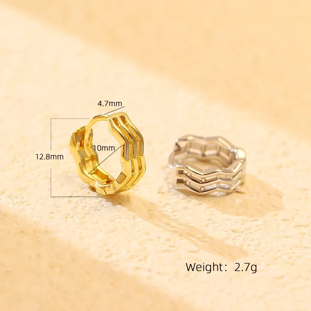 Design Sense Silver Wavy Lines Simple Earrings Female