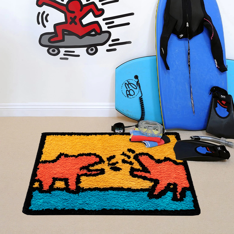 Small Animal Bedside Plush Bedroom Hippo Carpet