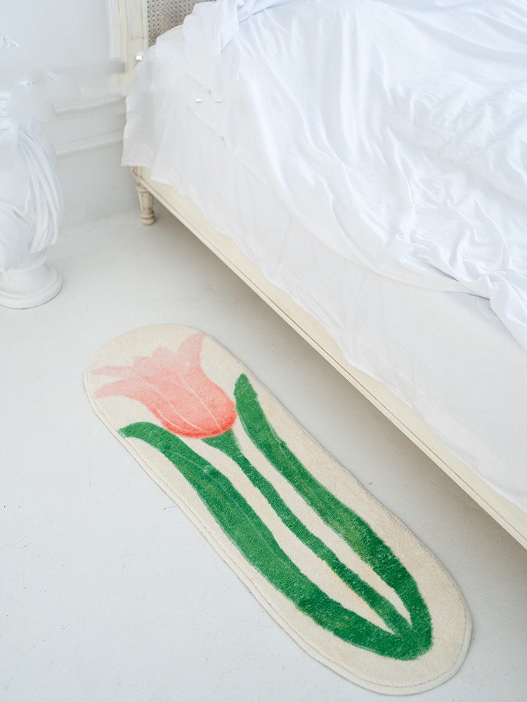 Hand-painted Tulip Popular Sofa Bedroom Bedside Carpet