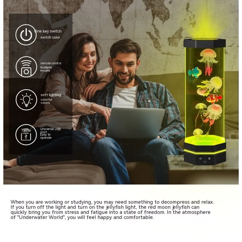 17-Color Changing Jellyfish Lava Lamp - 15-inch with Remote Control