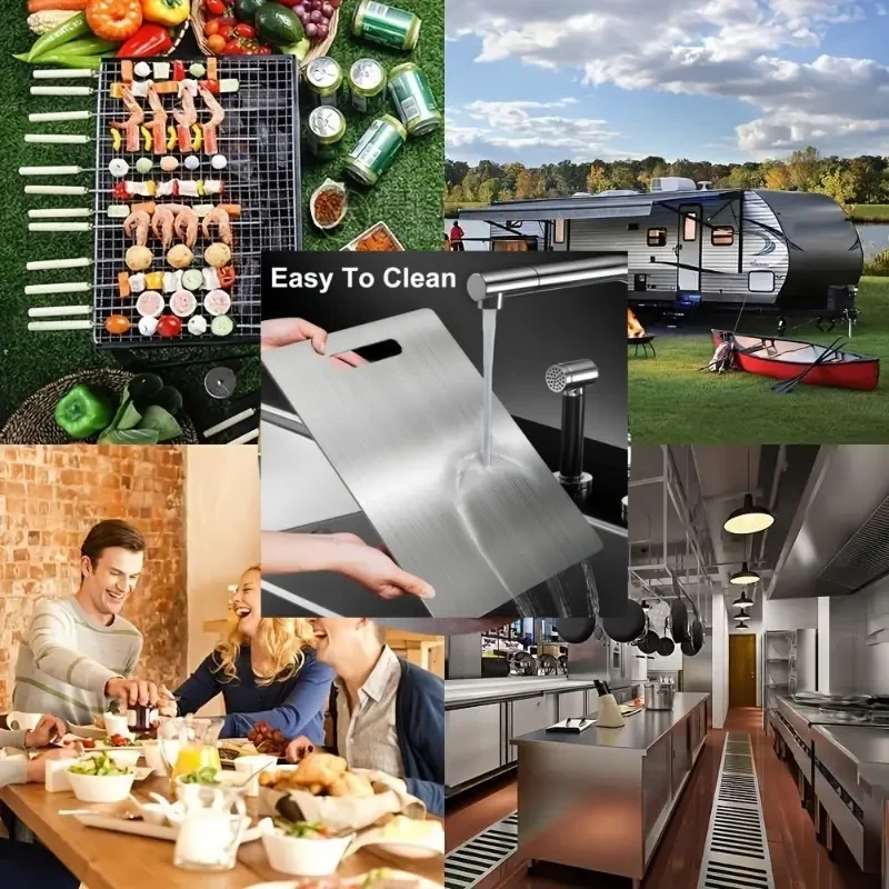 Premium Titanium-Grade 304 Stainless Steel Double-Sided Chopping Board