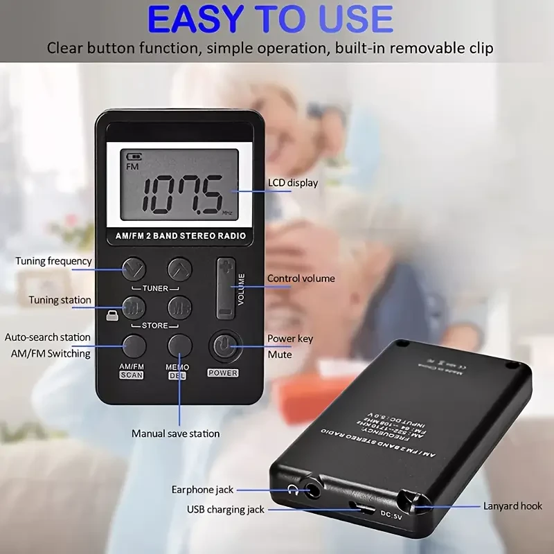 Pocket Radio AM/FM With 3.5mm Earphones