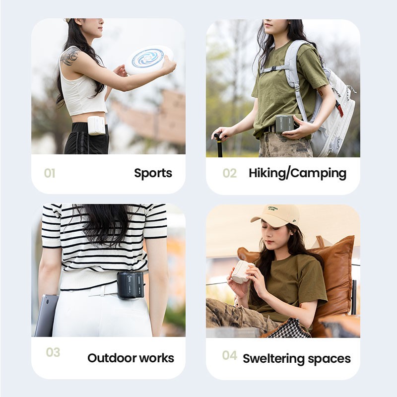 Portable Fan - 4500mAh Rechargeable Mini Waist Fan with 3 Speeds and Wearable Clip Belt