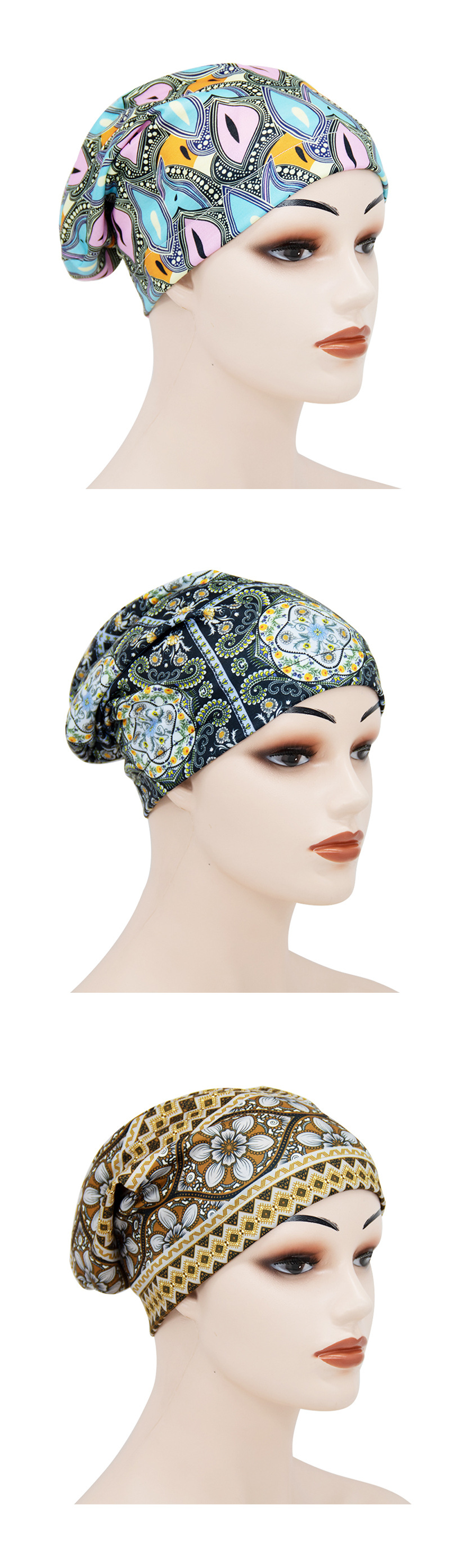 Elastic Cotton Printed Double-layer Lining Satin Nightca