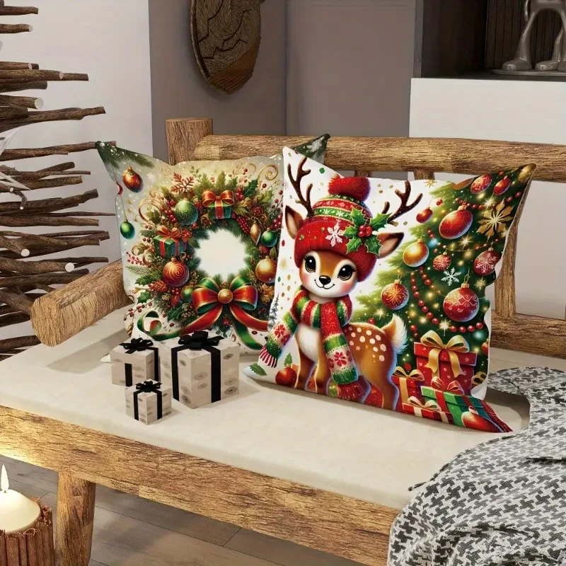 4pcs Vintage Christmas Velvet Throw Pillow Covers