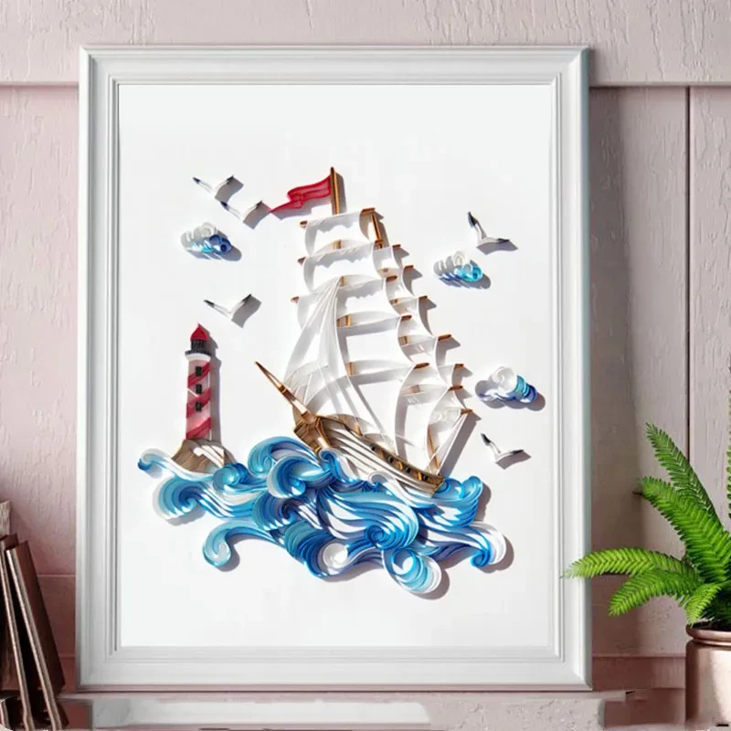 Quilted Paper Illustration Lobby Decoration Painting Slot