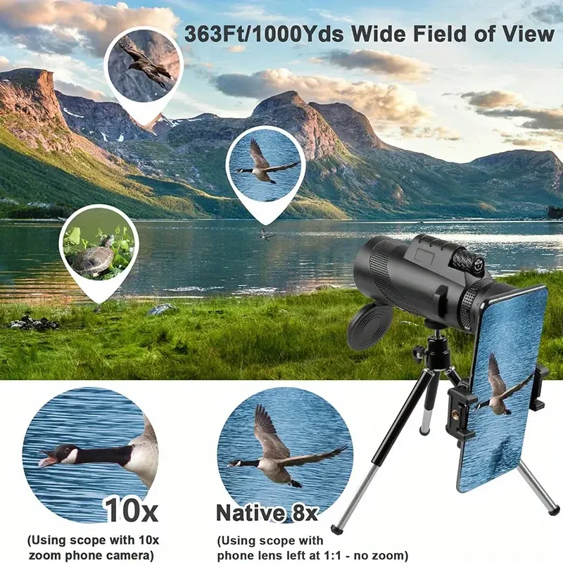 10x42 High Definition Monocular Telescope for Adults