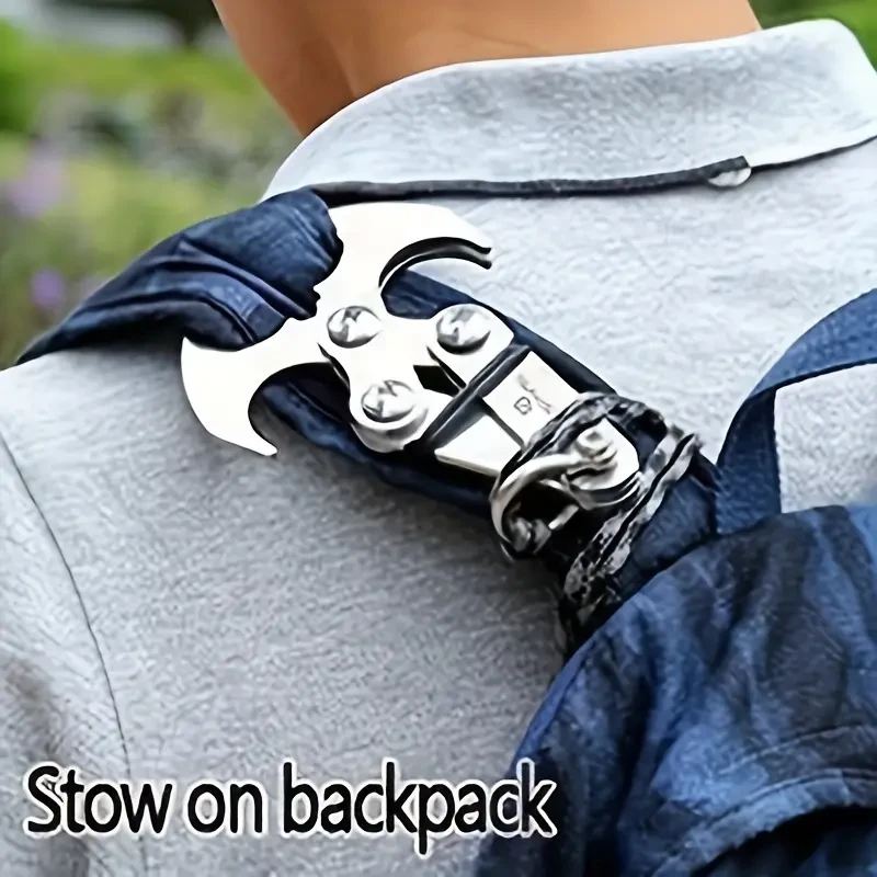 2pcs Stainless Steel Folding Grab Hook, Multifunctional Heavy-Duty Hook with 4 Claws