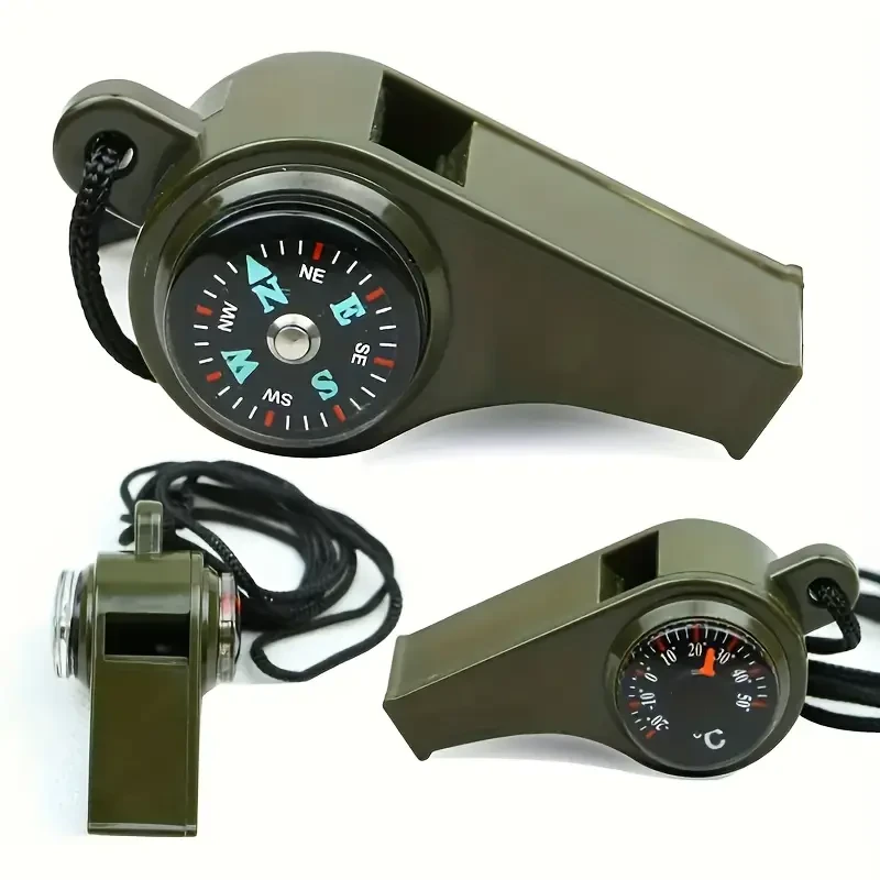 1pc Ultra-Loud Emergency Whistle with Compass & Thermometer