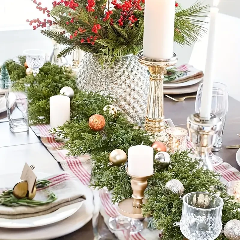 1pc 179.98cm Festive Pine Wreath, Green Cypress Garland