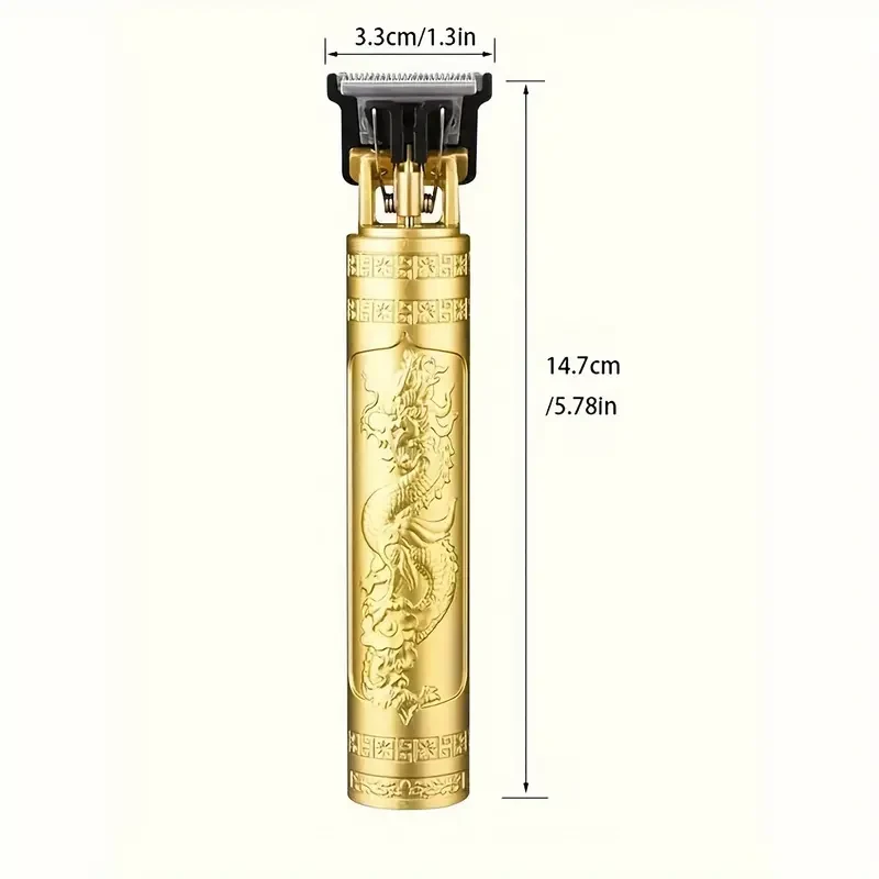 USB Rechargeable Hair Clipper with Golden Dragon Engraving