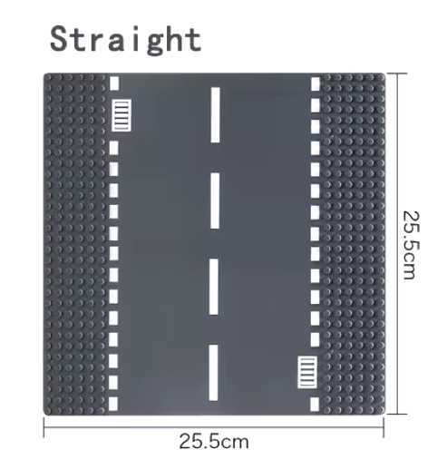 City Road Street Baseplate Straight Crossroad Curve T-Junction Building Blocks Base Plate 32*32 Compatible All Brands City