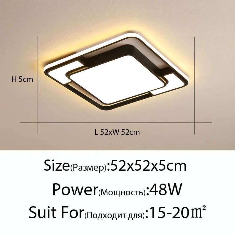 Modern LED Ceiling Lamp - Nordic Square Chandelier for Living Room, Dining Room, Bedroom
