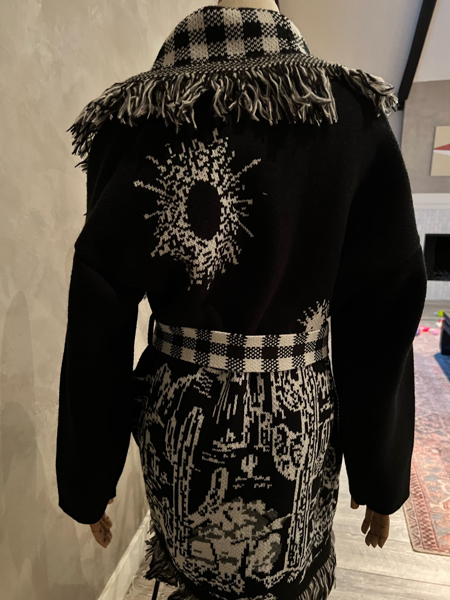 WQJGR Cardigan Sweater Women  Wool Knitted Tassel Doodle Jacquard Loose Full Sleeve High-Quality Cashmere Winter Jacket