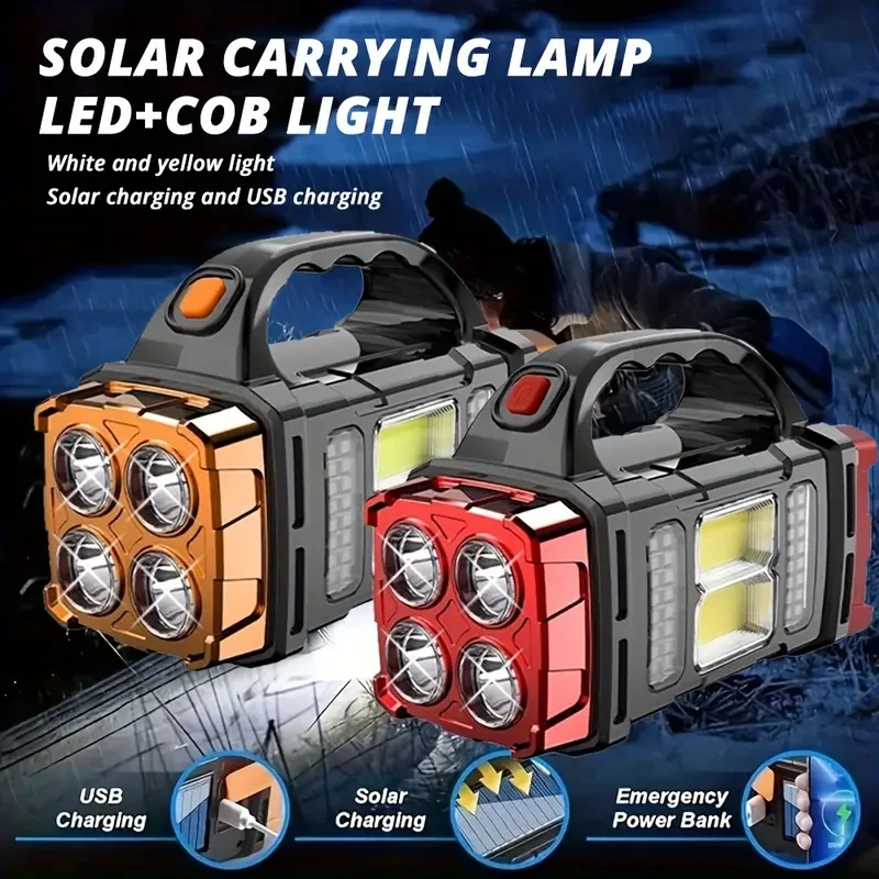 Solar & USB Rechargeable LED Lantern Flashlight, 1500mAh