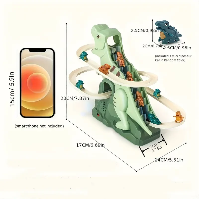 Dinosaur Climbing Slide Toy Set-3 Dinosaur Cars Included