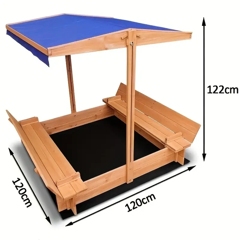 1pc Wooden Sandpit with Canopy