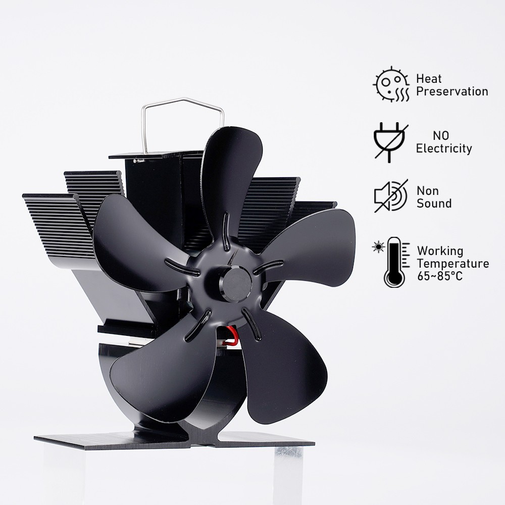 Mini Stove Fan - Heat-Powered 5-Blade Eco-Fan for Fireplace and Log Wood Burners