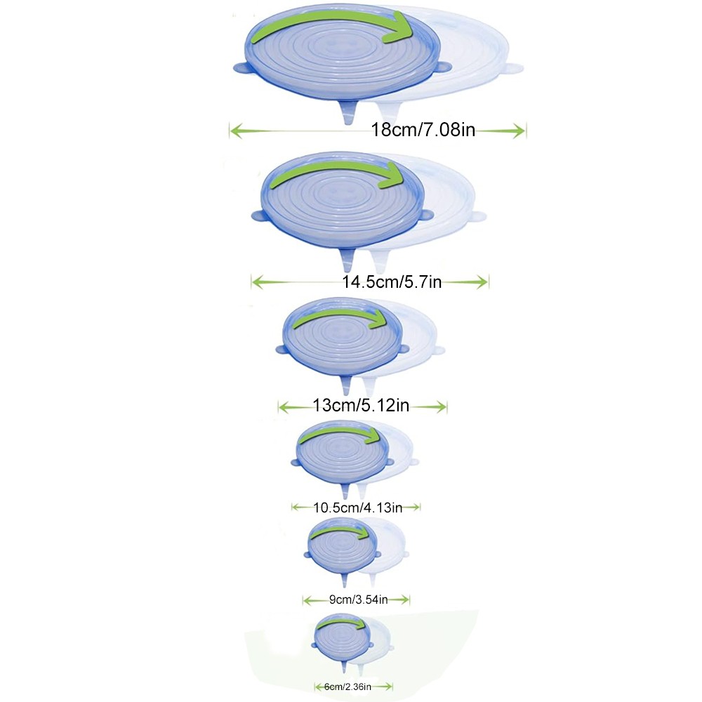 6Pcs Food Grade Silicone Preservation Cover