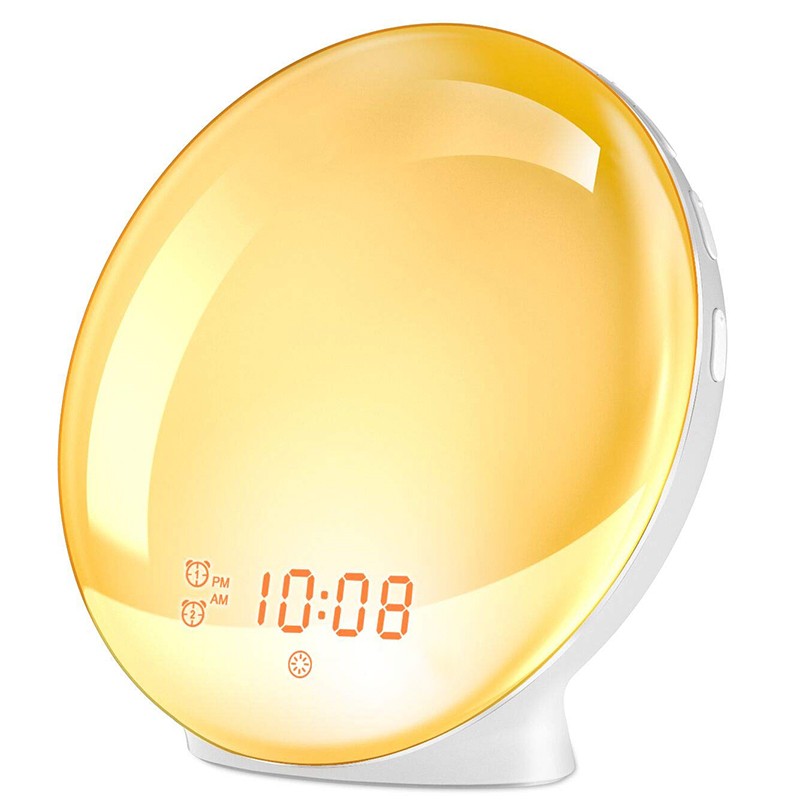 Wake Up Light Alarm Clock Sunrise/Sunset Simulation, Dual Alarms, FM Radio, Nightlight with 7 Colors