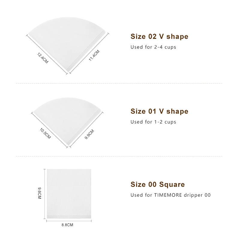 TIMEMORE Coffee Filter Paper  50pcs V-Shaped Hand Drip Filter for Pour-Over