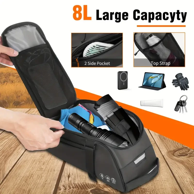 8L Superfine Fabric Reflective Rear Rack Bag