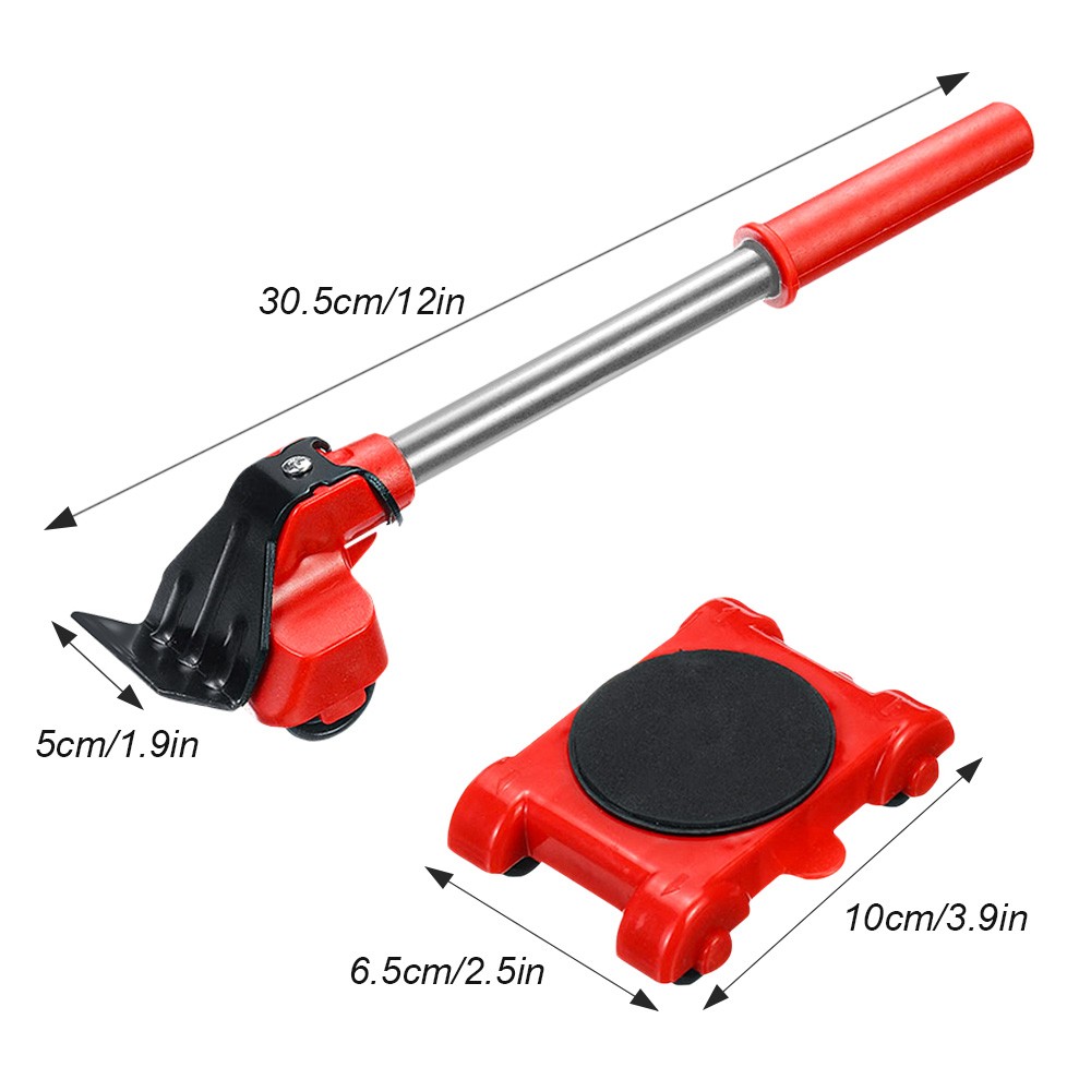 5Pcs Heavy Duty Furniture Lifter Mover Roller with Wheel Bar - Moving Device and Lifting Helper