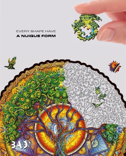 Wooden Irregular Mandala Circular Puzzle