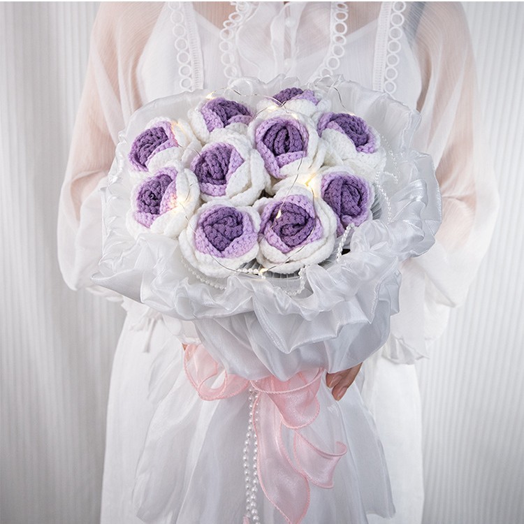 Wool Bouquet Hand Woven Rose