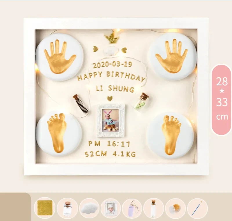 Baby Hand And Foot Print Mud Lanugo Souvenir Photo Frame