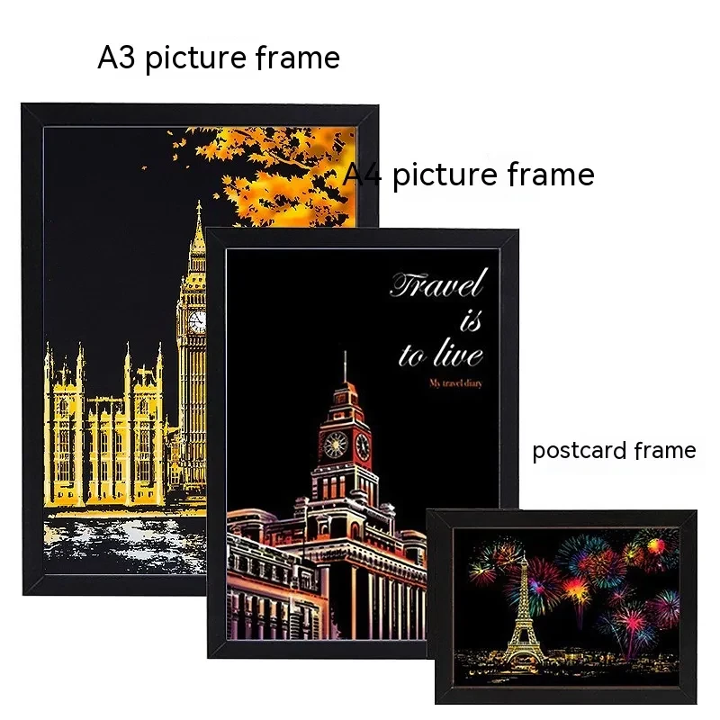 South Korea City Night View Scraping Painting Special Photo Frame