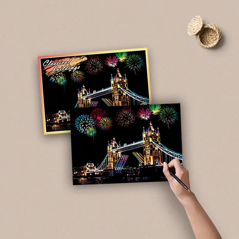 South Korea City Night View Scraping Painting Special Photo Frame