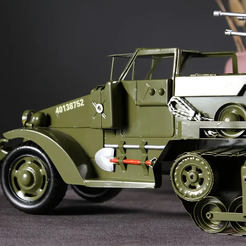 Vintage Military Armored Vehicle Diecast Model Kit, Handcrafted Iron Collectible