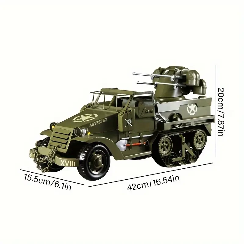 Vintage Military Armored Vehicle Diecast Model Kit, Handcrafted Iron Collectible