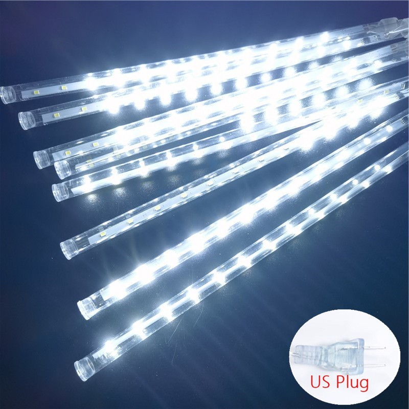 LED Meteor Shower Fairy String Lights - 8 Tubes, 30/50cm