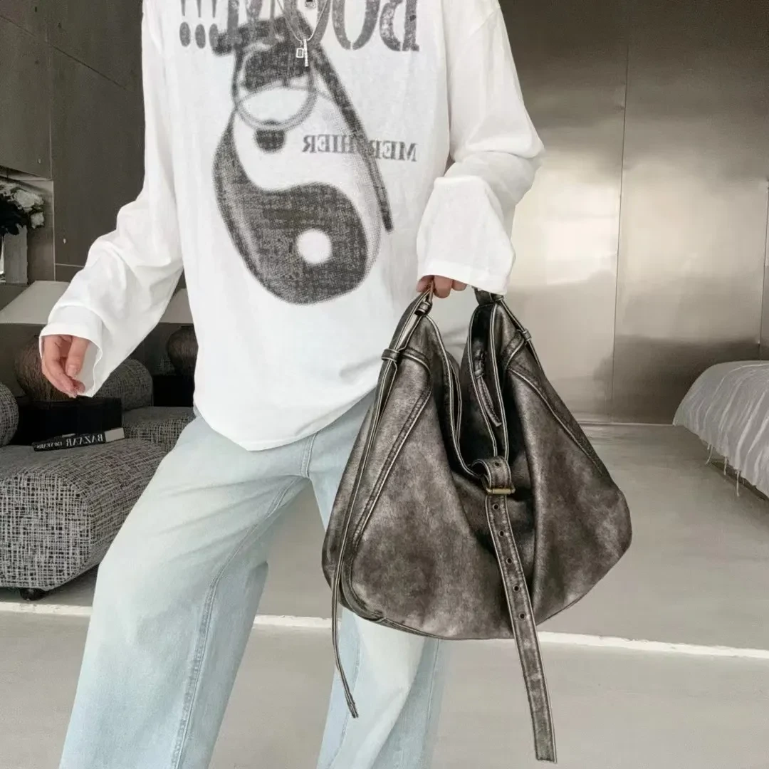 Casual Large Capacity Shoulder Crossbody Belt Buckle Underarm Tote Bag