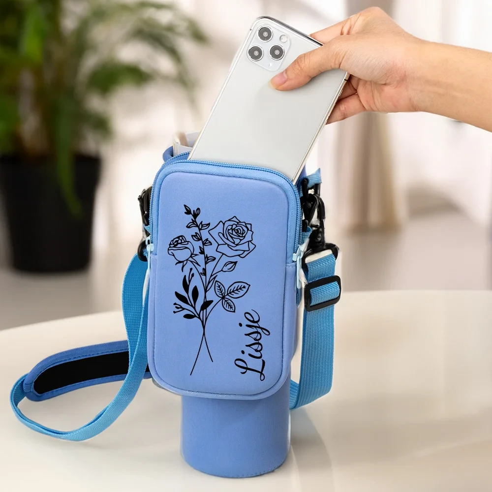 Water Bottle Carrier Bag with Phone Pocket for Stanley Cup