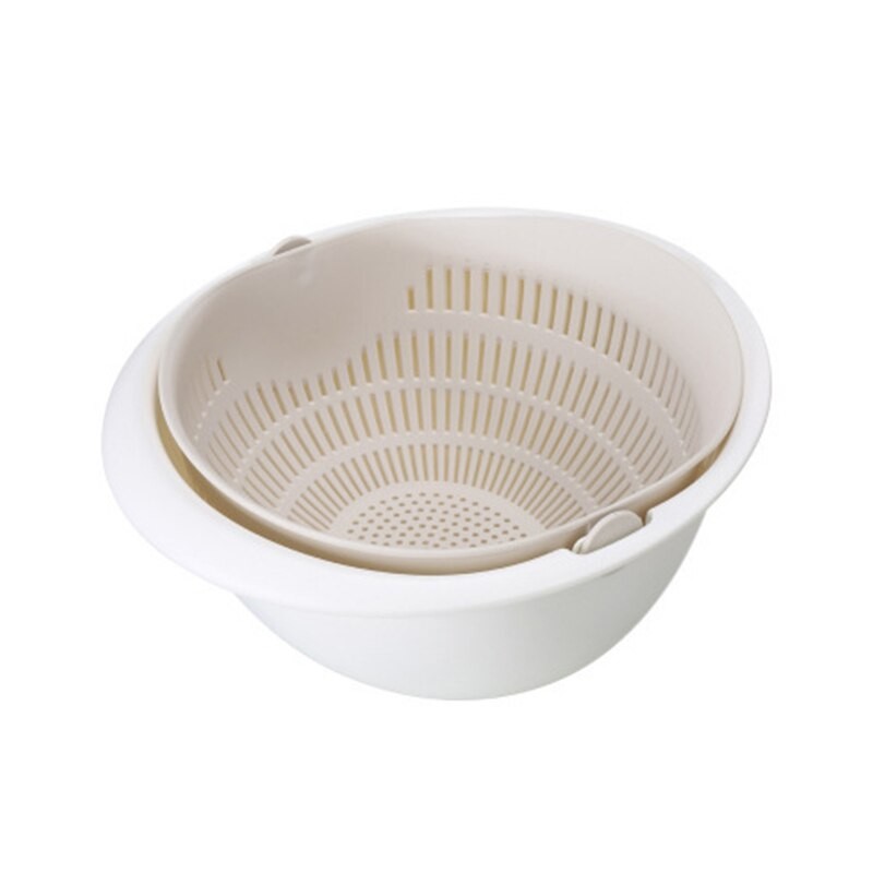 Double-Layer Rotating Fruit and Vegetable Draining Basket